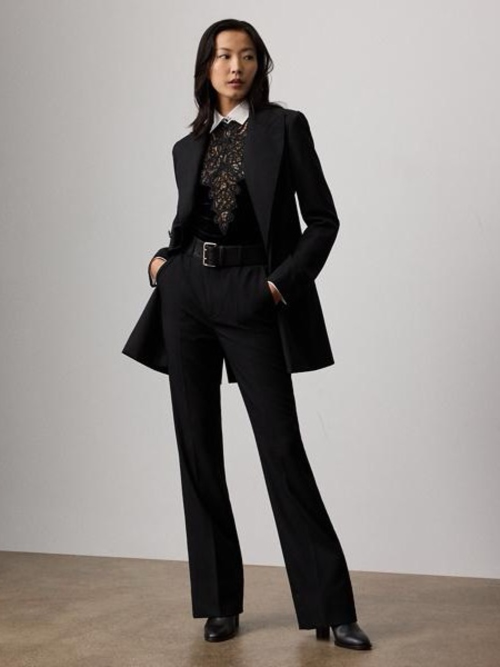 Ralph Lauren Collection Fall 25 Missy Black Hand Beaded Velvet Long Sleeve Top - Picture 4 of 16